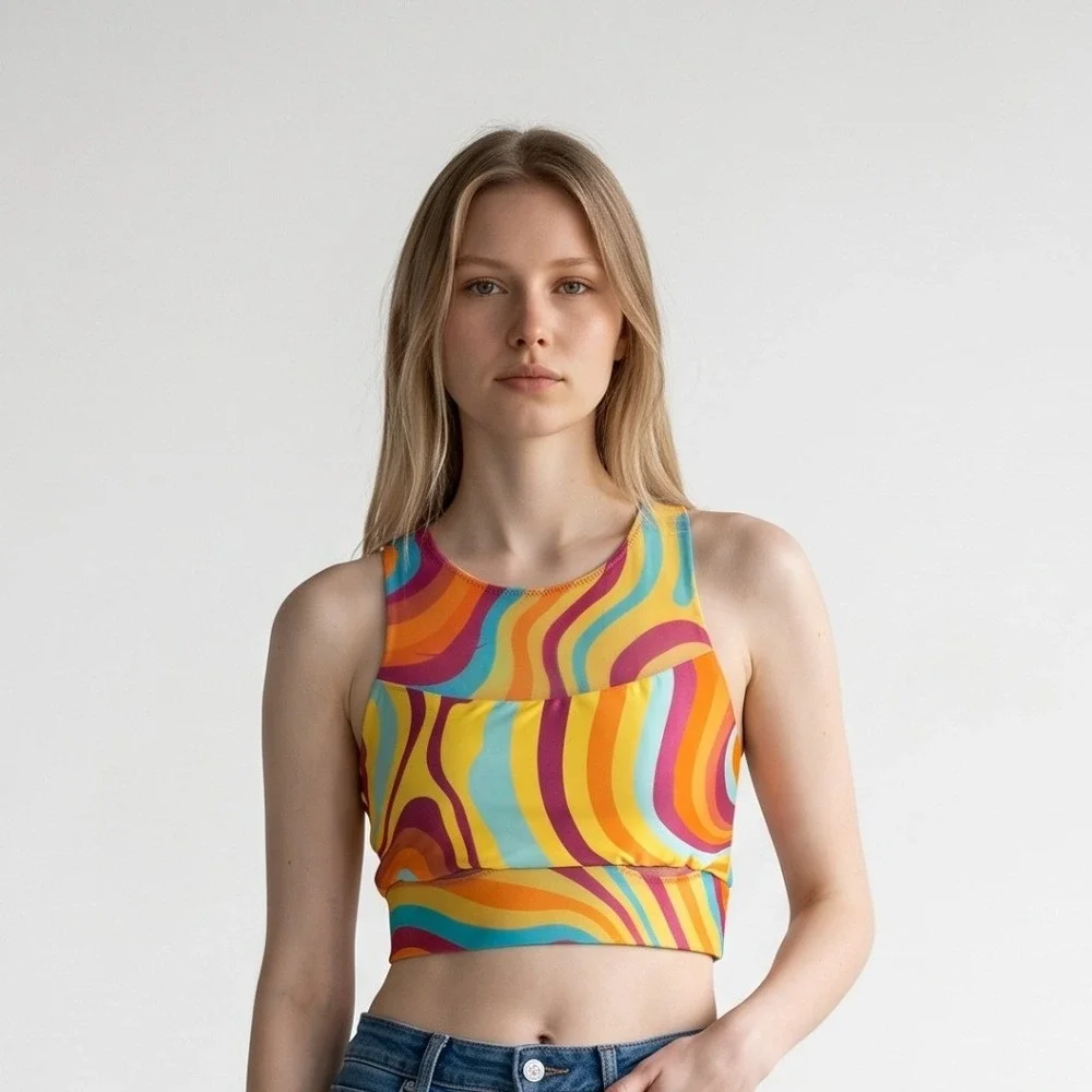 Hoka women's Race day pocket sports bra Multi Color size Small